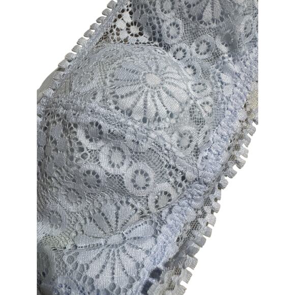 Brand New aerie Women's Size 32B Wireless Light Blue Laced Bra - Picture 4 of 9